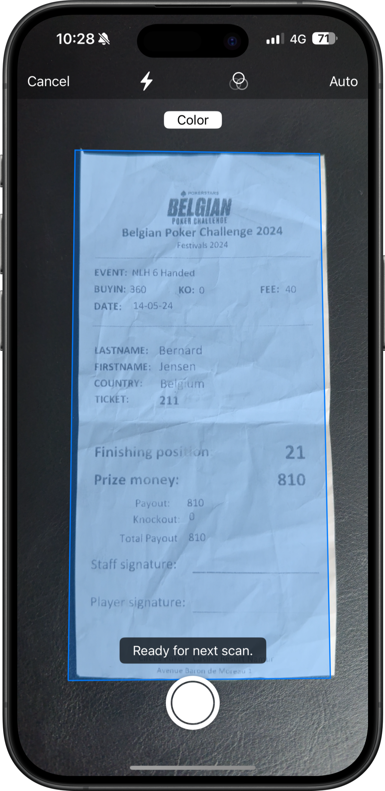 Scan Tournament Receipts